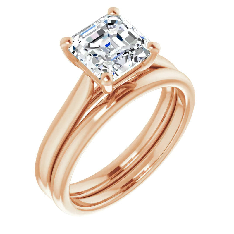 Asscher Cut Moissanite Cathedral Solitaire