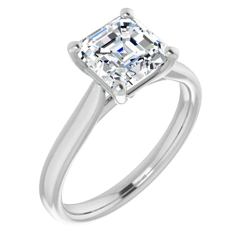 Asscher Cut Moissanite Cathedral Solitaire