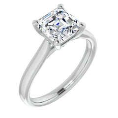 Asscher Cut Moissanite Cathedral Solitaire
