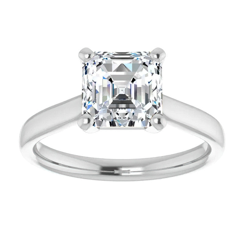 Asscher Cut Moissanite Cathedral Solitaire