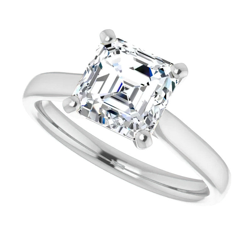 Asscher Cut Moissanite Cathedral Solitaire