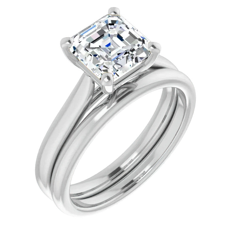 Asscher Cut Moissanite Cathedral Solitaire