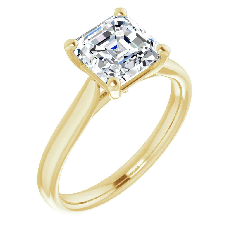 Asscher Cut Moissanite Cathedral Solitaire