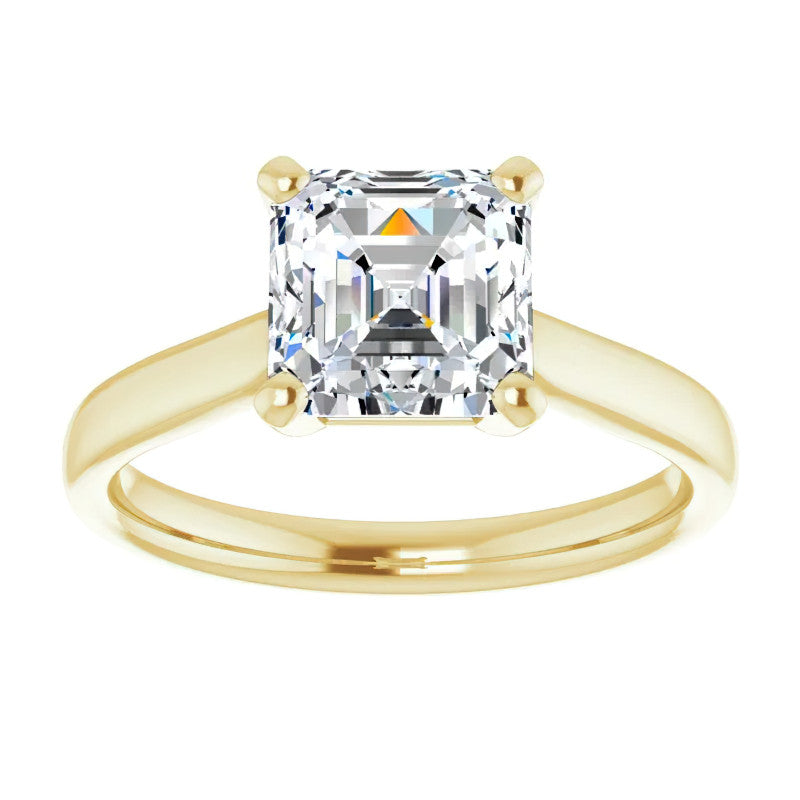 Asscher Cut Moissanite Cathedral Solitaire