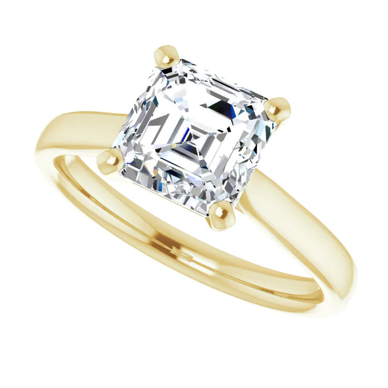 Asscher Cut Moissanite Cathedral Solitaire