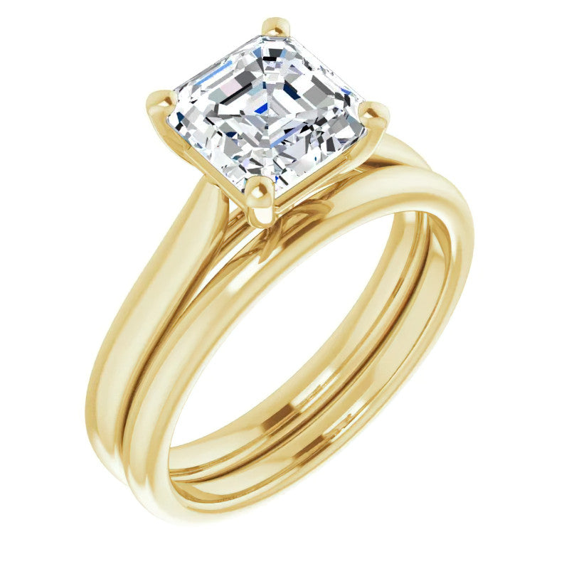 Asscher Cut Moissanite Cathedral Solitaire