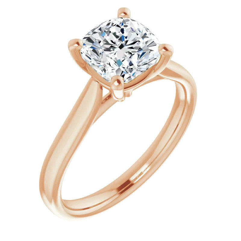 Cushion Cut Moissanite Cathedral Solitaire
