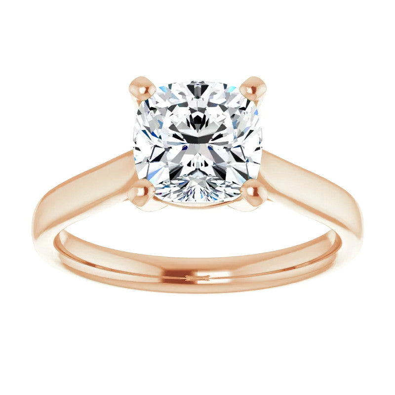 Cushion Cut Moissanite Cathedral Solitaire
