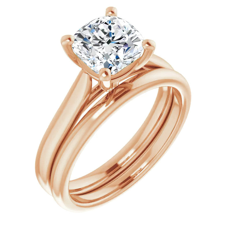 Cushion Cut Moissanite Cathedral Solitaire