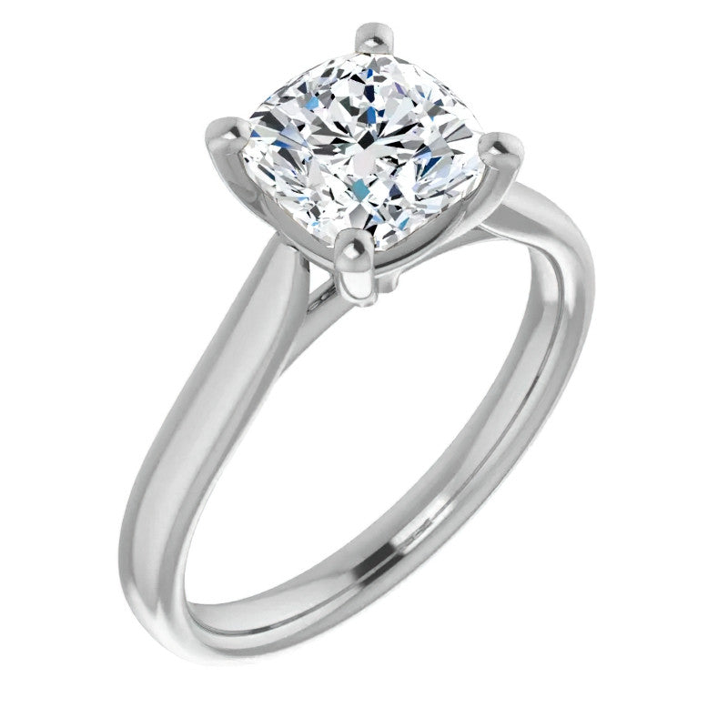 Cushion Cut Moissanite Cathedral Solitaire