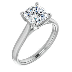 Cushion Cut Moissanite Cathedral Solitaire