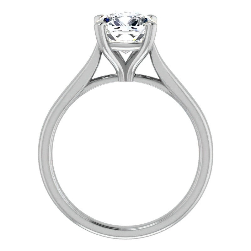 Cushion Cut Moissanite Cathedral Solitaire