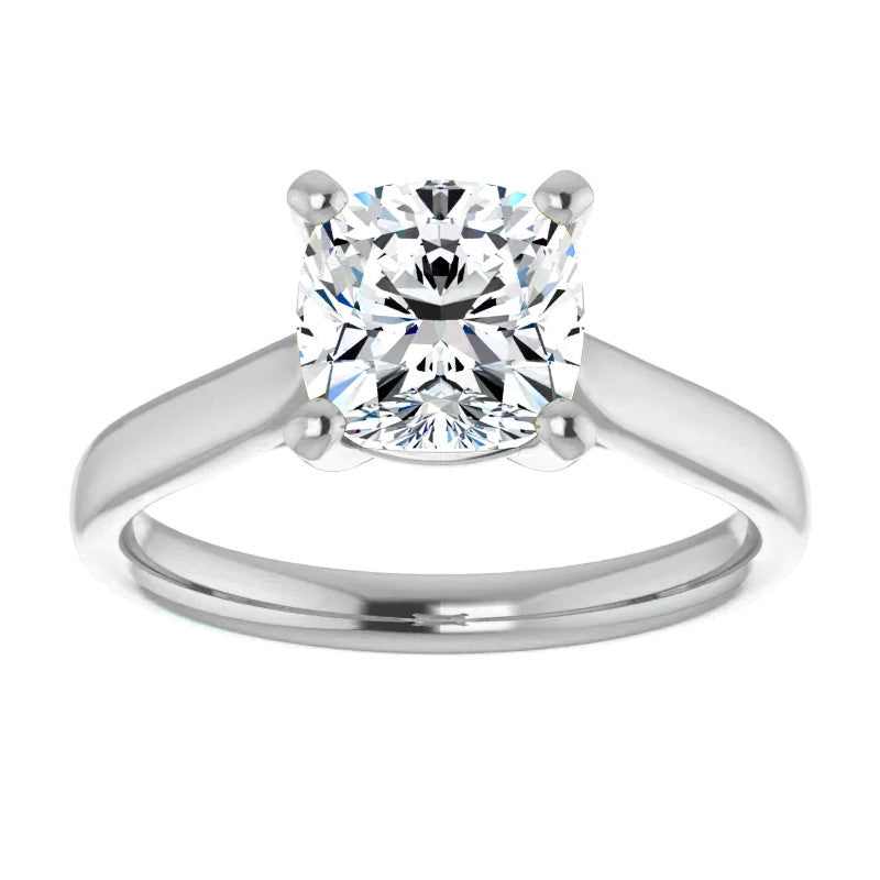 Cushion Cut Moissanite Cathedral Solitaire