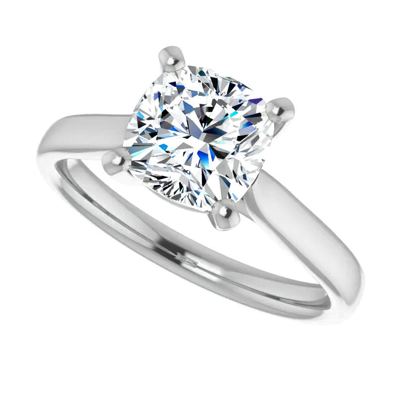 Cushion Cut Moissanite Cathedral Solitaire