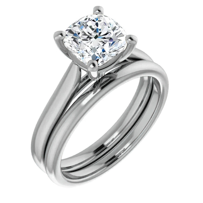 Cushion Cut Moissanite Cathedral Solitaire