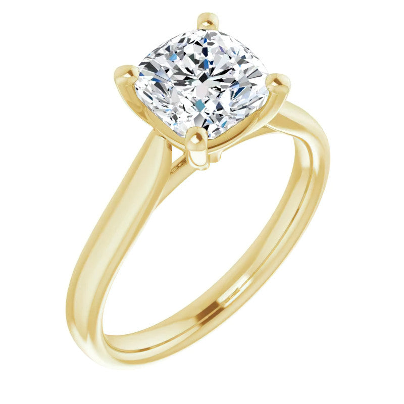 Cushion Cut Moissanite Cathedral Solitaire