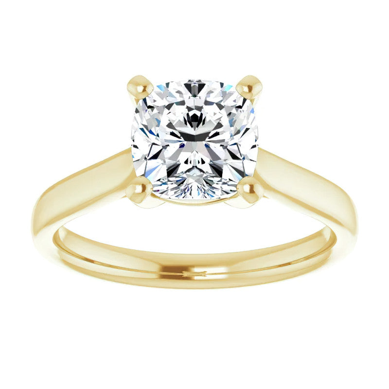 Cushion Cut Moissanite Cathedral Solitaire