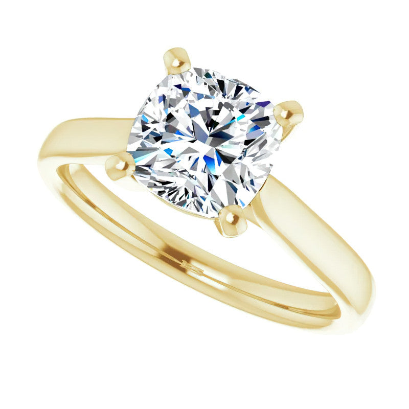 Cushion Cut Moissanite Cathedral Solitaire