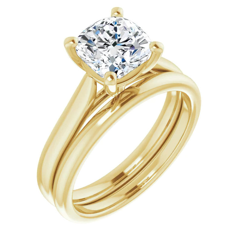 Cushion Cut Moissanite Cathedral Solitaire