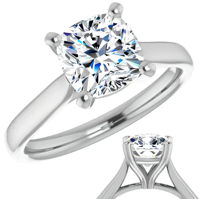 Cushion Cut Moissanite Cathedral Solitaire