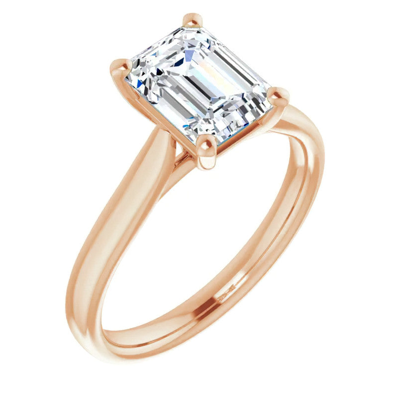 Emerald / Radiant cut Moissanite Cathedral Solitaire