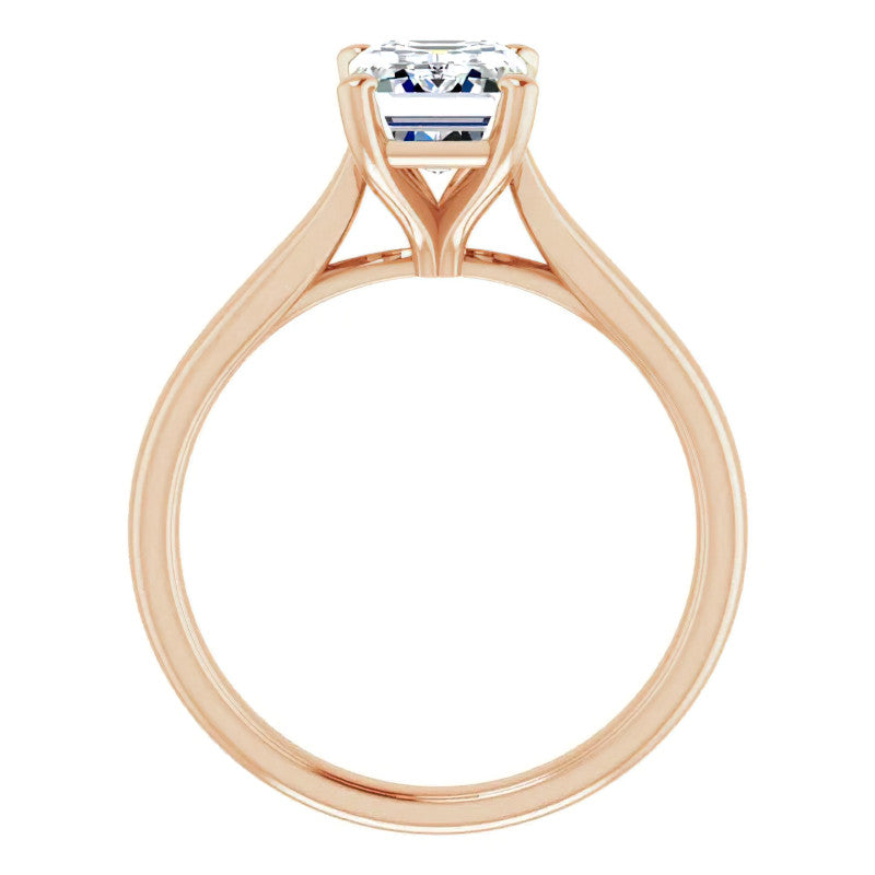 Emerald / Radiant cut Moissanite Cathedral Solitaire