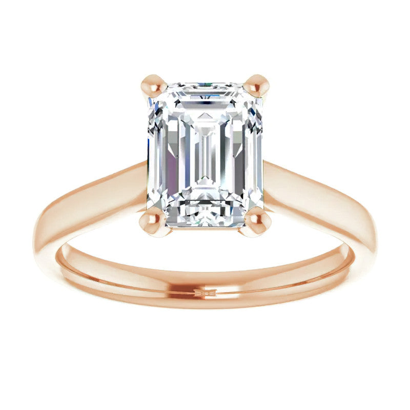 Emerald / Radiant cut Moissanite Cathedral Solitaire