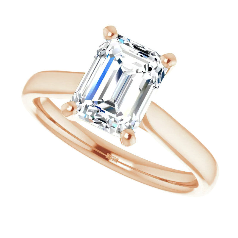 Emerald / Radiant cut Moissanite Cathedral Solitaire