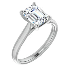 Emerald / Radiant cut Moissanite Cathedral Solitaire