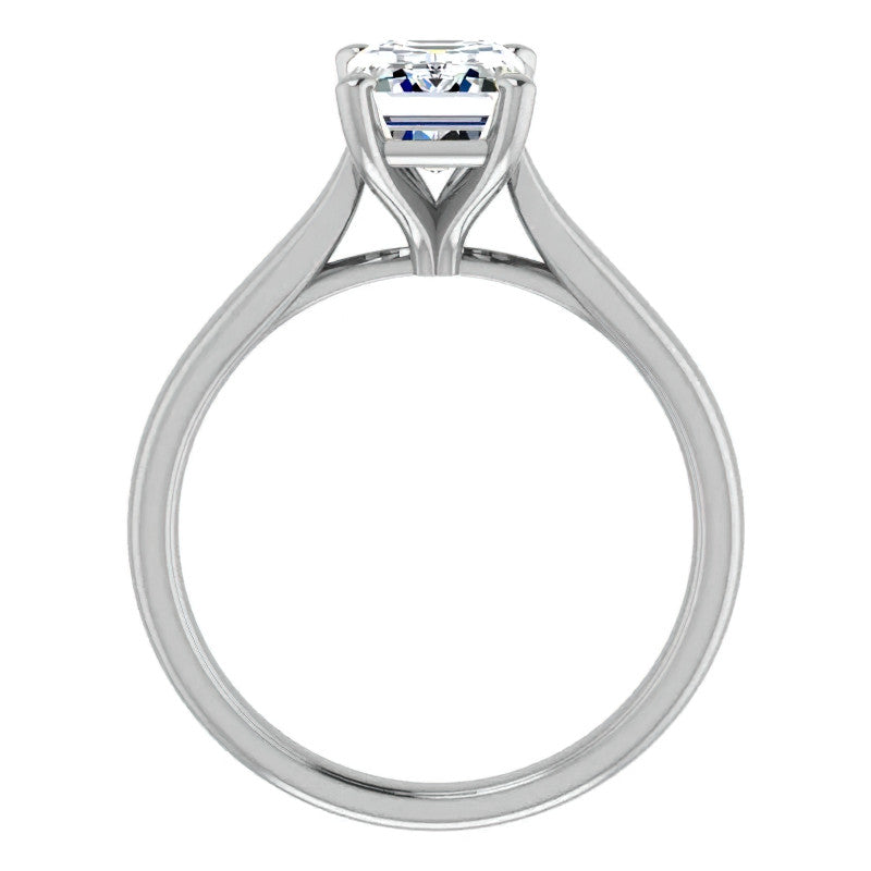 Emerald / Radiant cut Moissanite Cathedral Solitaire