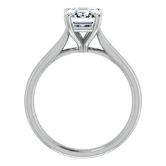 Emerald / Radiant cut Moissanite Cathedral Solitaire