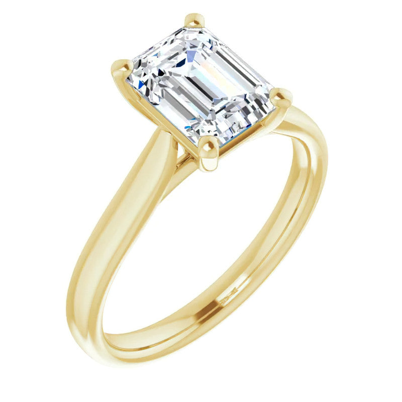 Emerald / Radiant cut Moissanite Cathedral Solitaire