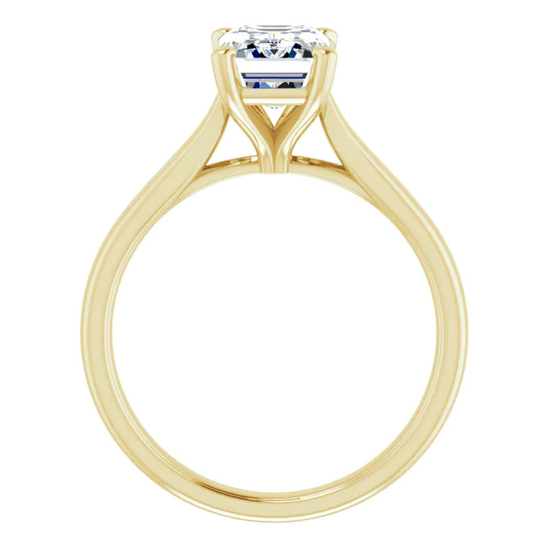 Emerald / Radiant cut Moissanite Cathedral Solitaire