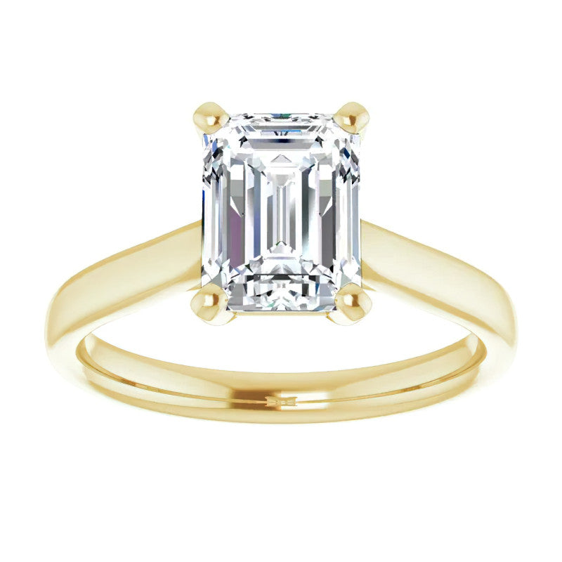 Emerald / Radiant cut Moissanite Cathedral Solitaire