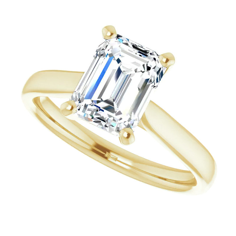 Emerald / Radiant cut Moissanite Cathedral Solitaire