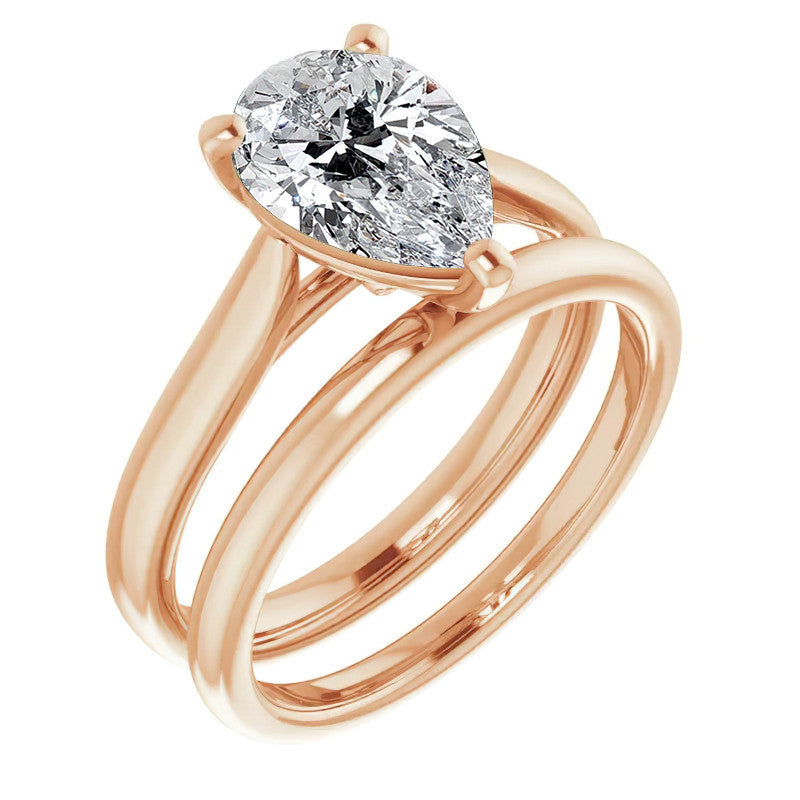 Pear Cut Moissanite Cathedral Solitaire