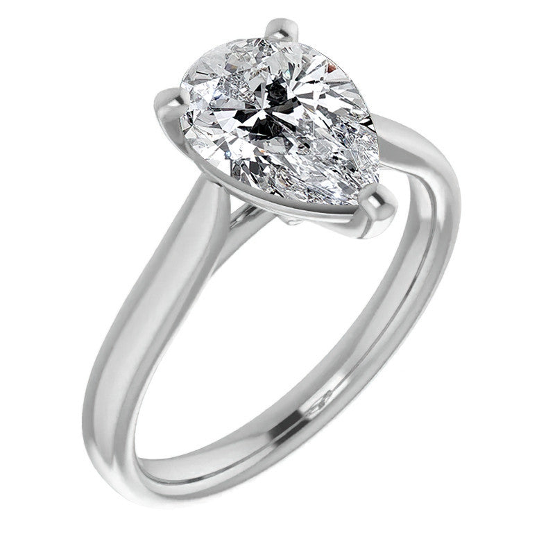 Pear Cut Moissanite Cathedral Solitaire