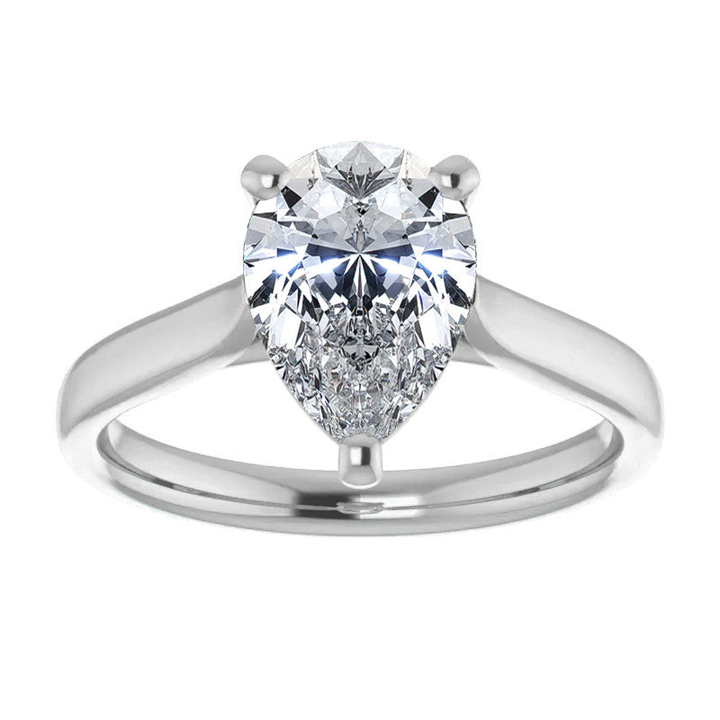 Pear Cut Moissanite Cathedral Solitaire