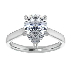 Pear Cut Moissanite Cathedral Solitaire