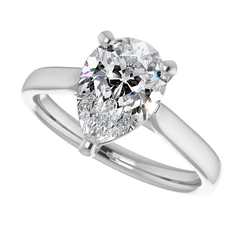 Pear Cut Moissanite Cathedral Solitaire