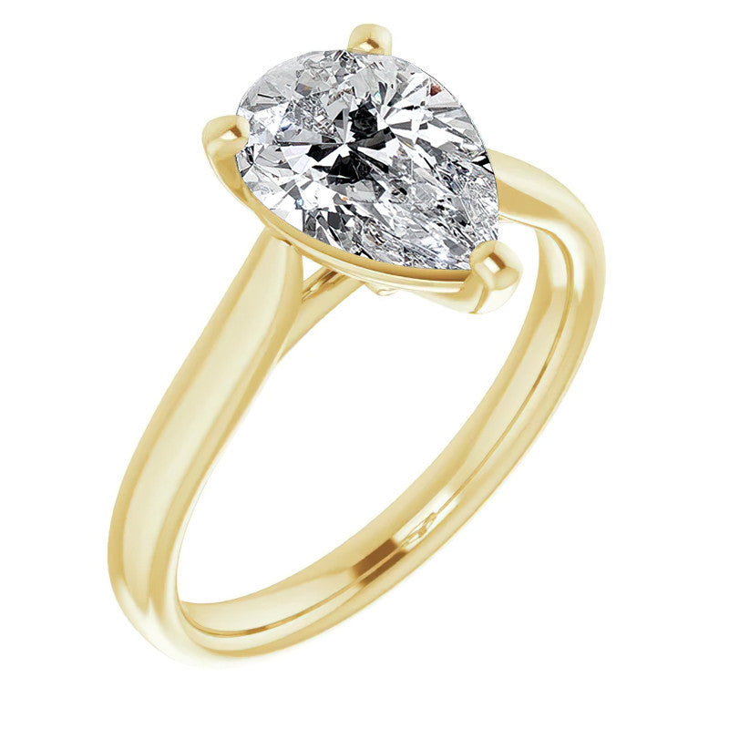 Pear Cut Moissanite Cathedral Solitaire