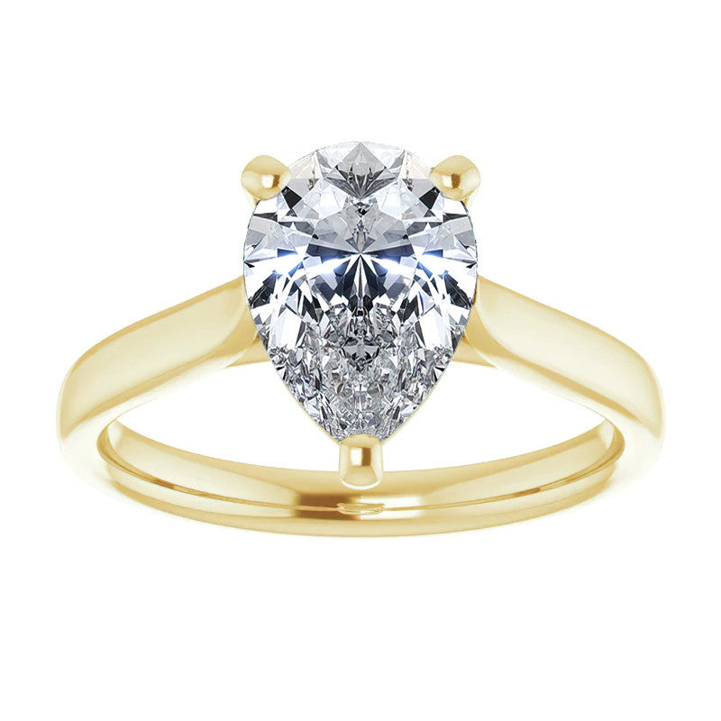 Pear Cut Moissanite Cathedral Solitaire