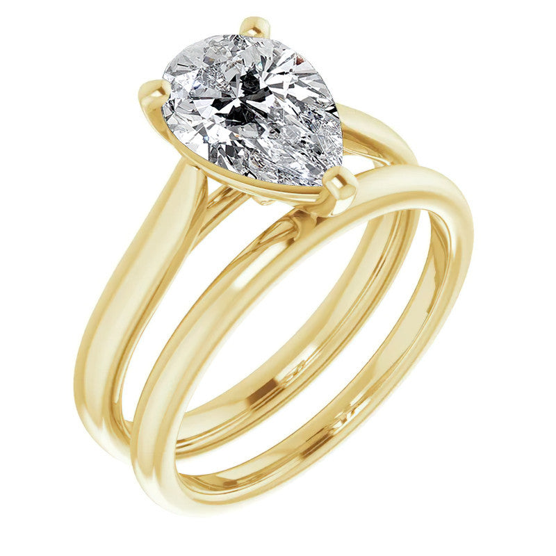 Pear Cut Moissanite Cathedral Solitaire