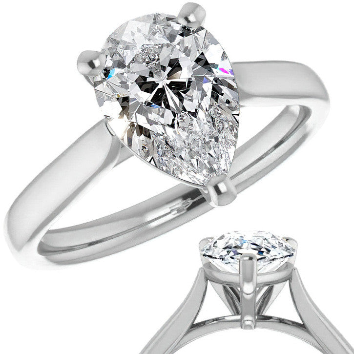 Pear Cut Moissanite Cathedral Solitaire