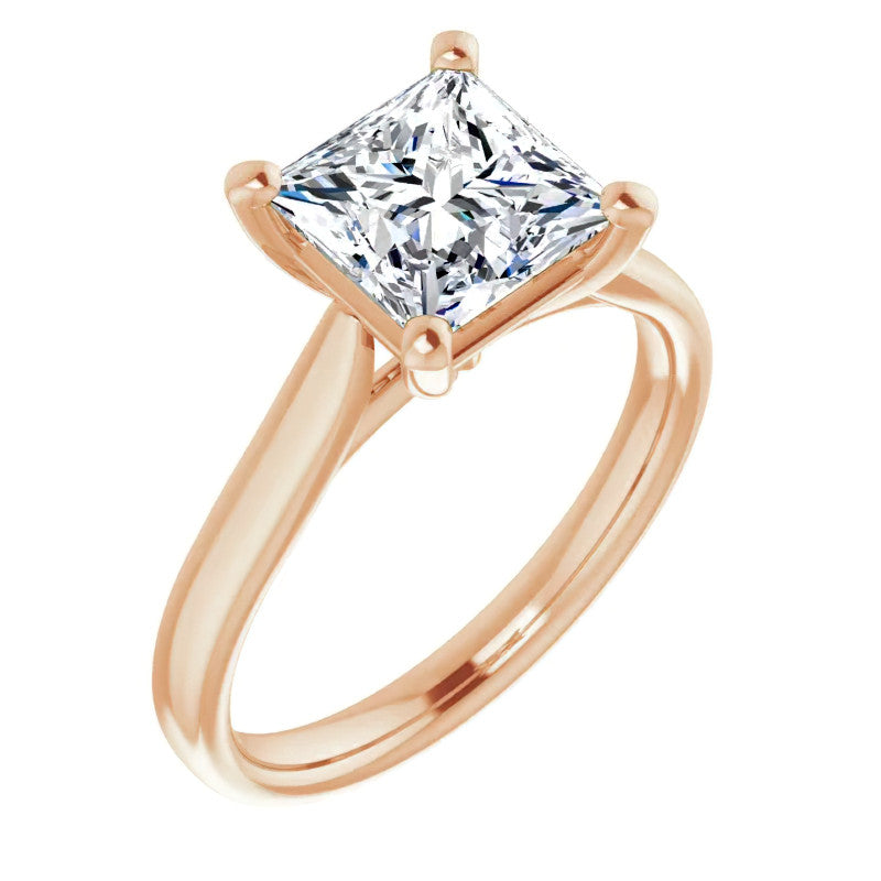 Princess Cut Moissanite Cathedral Solitaire