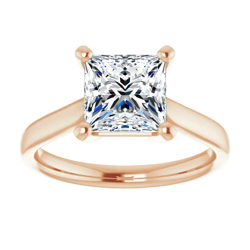 Princess Cut Moissanite Cathedral Solitaire
