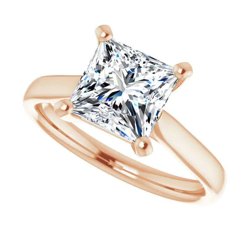 Princess Cut Moissanite Cathedral Solitaire