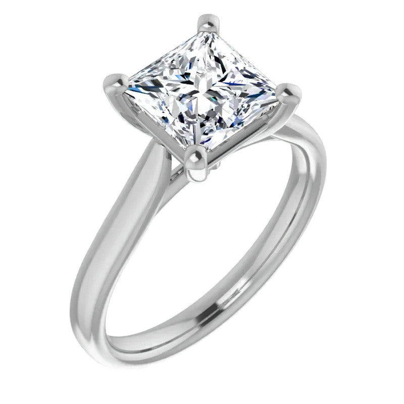 Princess Cut Moissanite Cathedral Solitaire