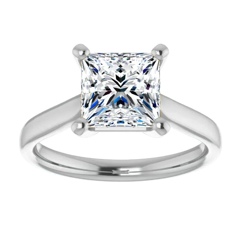 Princess Cut Moissanite Cathedral Solitaire