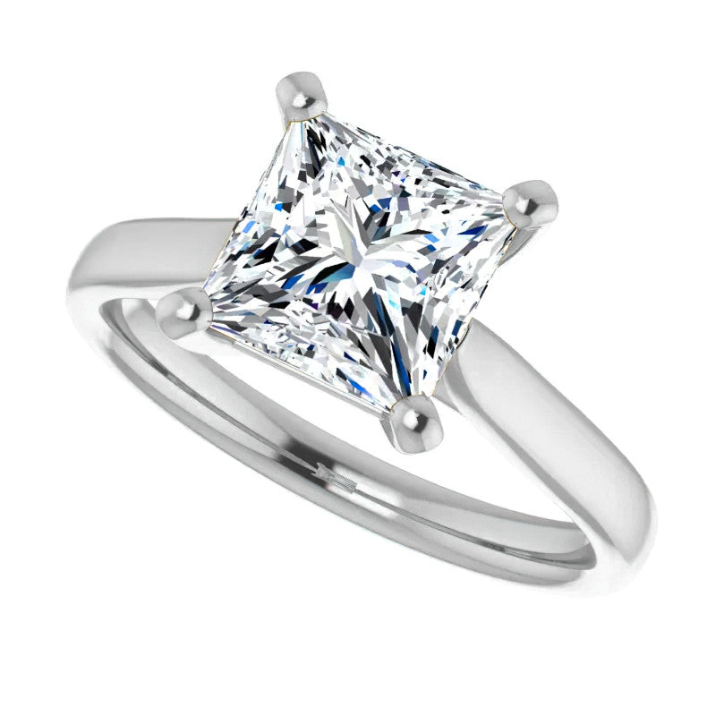 Princess Cut Moissanite Cathedral Solitaire